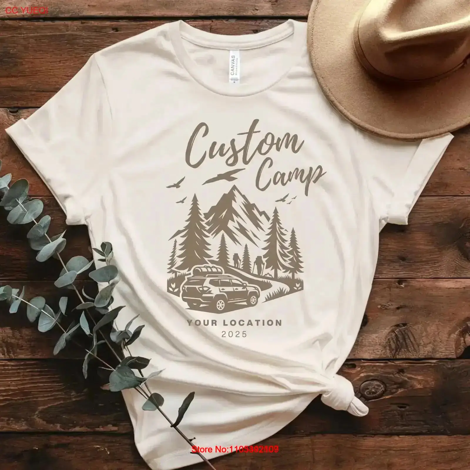 Outdoor Adventure Vacations For Families - カスタムキャンプTシャツ（場所と年を記入可能）パーソナライズされたキャンプアウトドアアドベンチャートリップ家族旅行ヴィンテージウォッシュドカジュアル