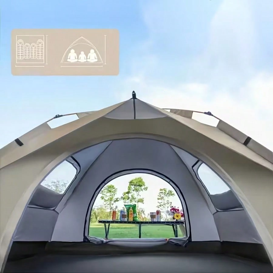Outdoor Adventure Vacations For Families - 自動ポップアップ式キャンプテント、防風・遮光・防水仕様、公園でのキャンプ旅行、アウトドアハイキング、ビーチでの家族旅行に最適、持ち運び可能で折りたたみ式、完璧なホリデーギフト
