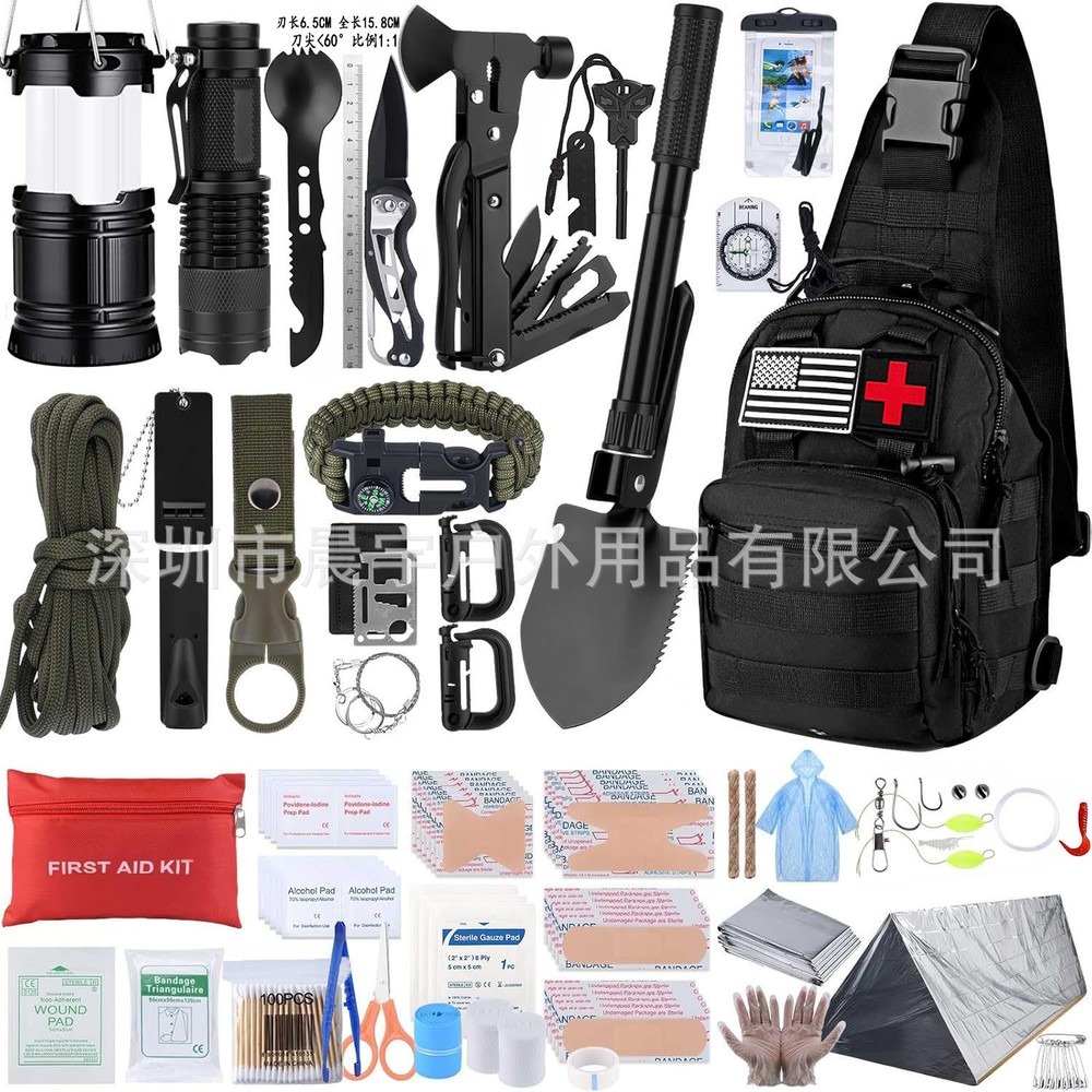 Outdoor Adventure Kit - 戦術用トラウマスリングバッグ、マルチツール付きアウトドアサバイバルキット、冒険用緊急装備