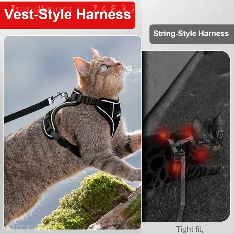 猫用ハーネスとリードセット、脱走防止、柔らかく調節可能、通気 - Outdoor Adventure Kit のレビューと価格