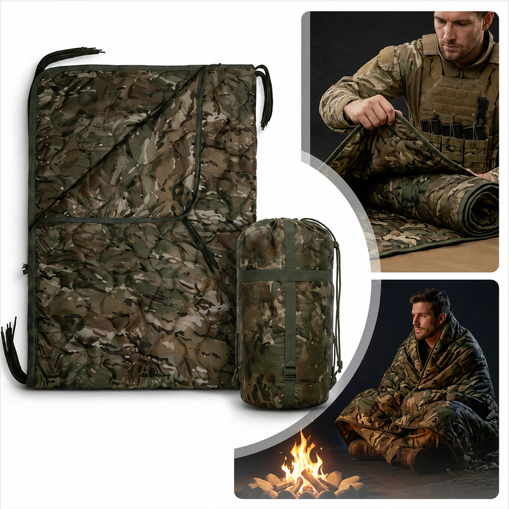 迷彩柄キャンプブランケット ジッパー付きコンバーチブル寝袋  - Outdoor Adventure Quilt のレビューと価格